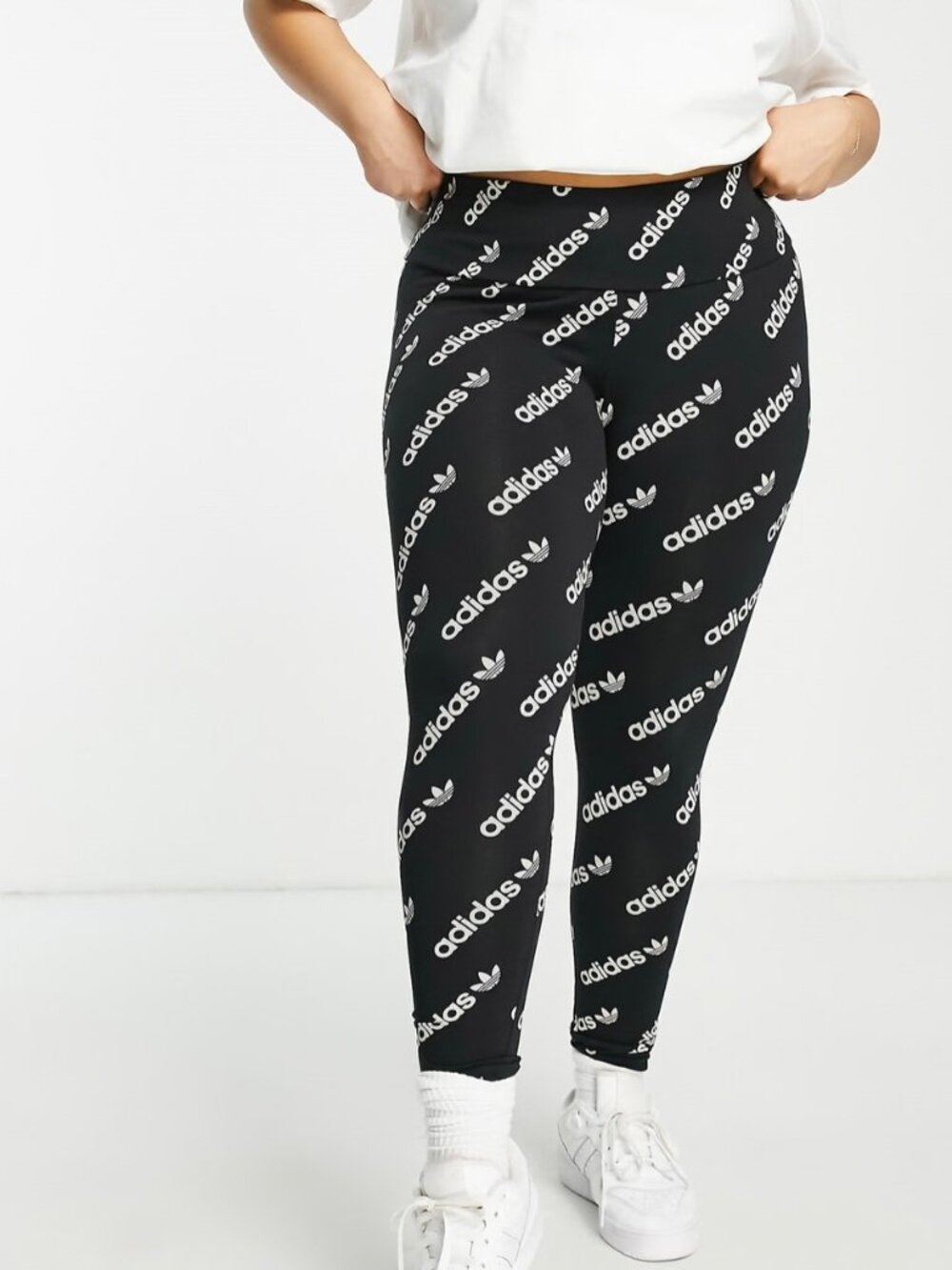 adidas Originals 'Logomania' repeat logo leggings in black